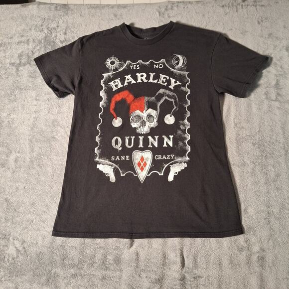 DC Batman Joker Harley Quinn Black Clown Tee Shirt Size Medium Cotton - Picture 1 of 6